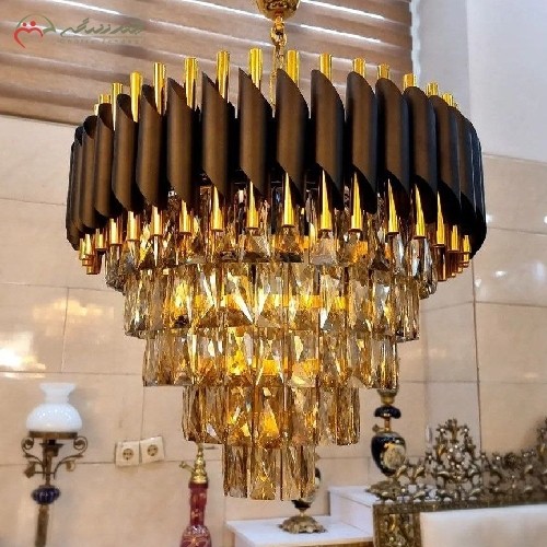 خرید، لوستر برنزی کریستالی 12 شعله بانوردهی عالی، به همراه بدنه آبکاری شده، دارای ضمانت کالا، زیرقمت بازار | هنرظریف