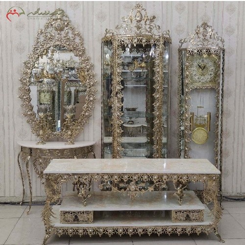 خرید آنلاین،سرویس چهار پارچه برنزی در طرح بدنه گل آفتابگردان با گارانتی ثبات رنگ، زیر قیمت بازار | هنرظریف
