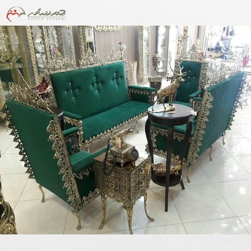خرید آنلاین،مبلمان برنزی مدل تسمه قناری،کار شده و شکیل، با تنوع رنگ پارچه دلخواه مشتری، با قیمت مناسب | هنرظریف