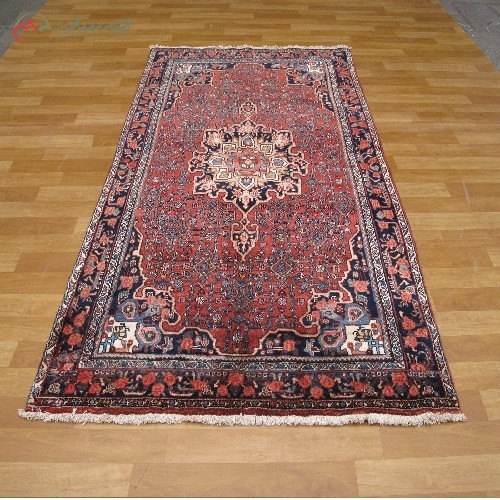 خرید آنلاین، قالیچه دستبافت بیجار کد 39132 نقشه زمینه بی نظیر با تقارن رنگ، 60 ساله و آنتیک، با قیمت مناسب | هنرظریف
