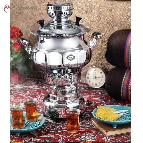خرید، قیمت و مشخصات سماور 6 لیتری گازی طرح نقشینه، پیلوت دار و طراحی بدنه ی شیک و خاص، تولید شده با متریال بسیار با کیفیت، زیر قیمت بازار | هنرظریف