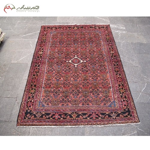 خرید آنلاین، فرش دستبافت همدان کد 39340با نقشه تماشایی بافته شده با الیاف طبیعی، زمینه رناسی، زیر قیمت بازار | هنرظریف