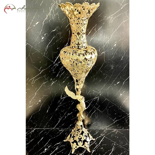 خرید، گلدان از جنس با طرح گل یاس و بسیار مجلسی، کمر باریک، زیر قیمت بازار | هنرظریف