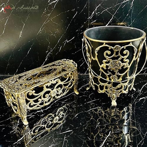 خرید آنلاین، سطل و جا دستمالی از جنس آلومینیوم، با طرح فوق العاده زیبای گل رز، ساده و شیک، با قیمت مناسب | هنرظریف