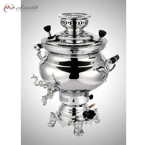 خرید آنلاین، سماور گازی برنجی طرح نادیا با آبکاری کروم و نیکل، ورق ضخیم با دوام، زیر قیمت بازار | هنرظریف