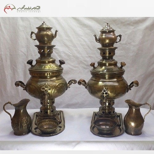 خرید، قیمت و مشخصات سماور ذغالی طرح نادیا ظرفیت 2 لیتری و بدنه برنجی کار شده با ضمانت 12 ماهه - چترزندگی