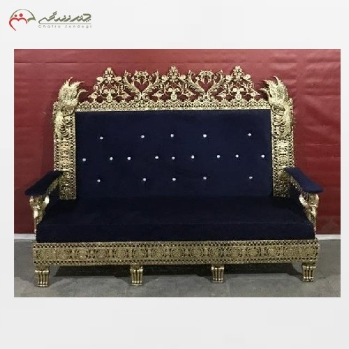 خرید آنلاین، مبل 7 نفره برنزی کف دوبل طرح طاووس بدنه کار شده با رنگ ثابت، طراحی جدید، زیر قیمت بازار | هنرظریف