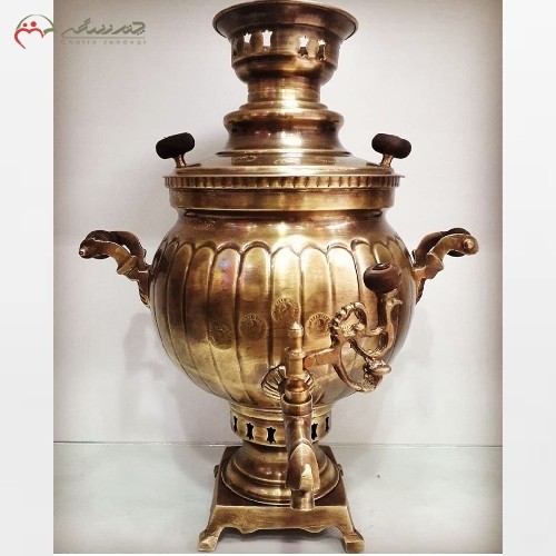 خرید آنلاین، سماور برنجی ذغال سوز در سایزهای 1 و 4 و 6 لیتری، دارای دو رنگ زرد و آنتیک، به قیمت تولیدی | هنرظریف