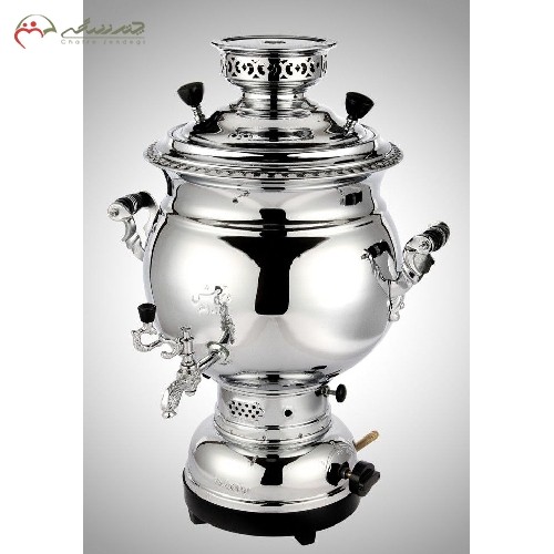 خرید، قیمت و مشخصات سماور گازی 12 لیتری طرح روسی ساده با بدنه آبکاری شده و ورق ضخیم با دوام لبه دار - چترزندگی