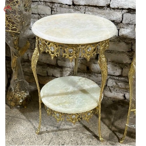 خرید آنلاین، میز تلفن در طرح بی نظیر گل 2 طبقه برنزی با صفحه سنگ مرمر، طراحی با ظرافت و کیفیت عالی، زیر قیمت بازار | هنرظریف