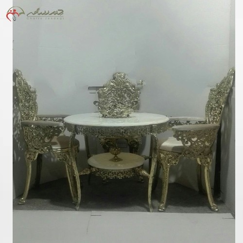 خرید آنلاین، میز ناهار خوری برنزی 4 نفره با رنگ بندی پارچه به سلیقه مشتری، با کیفیت اعلاء، به قیمت مناسب | هنرظریف