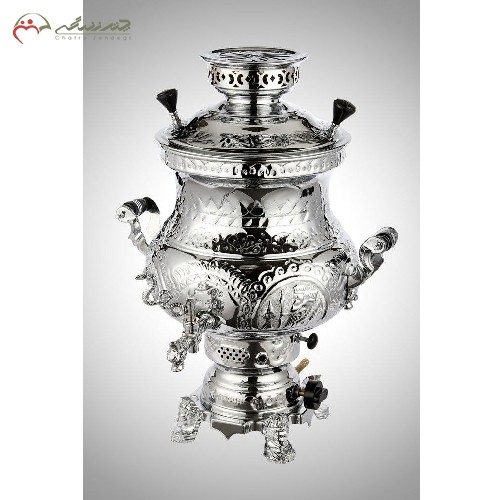 خرید آنلاین، سماور 6 لیتری از جنس برنج آبکاری شده با کروم و نیکل همراه با کالیته های نسوز، مدل پارسیان، زیر قیمت بازار | هنرظریف