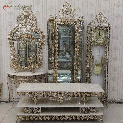 خرید آنلاین،سرویس چهار پارچه برنزی طرح گل رز، دارای گارانتی ثبات رنگ با طراحی مدرن و ظریف، زیر قیمت بازار | هنرظریف