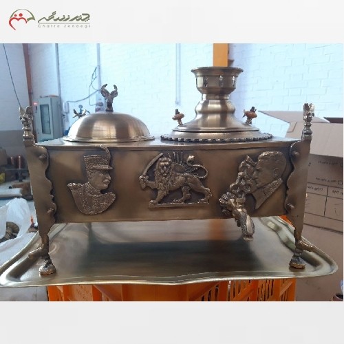 خرید آنلاین، منقل سماوری برنزی با سماور 2 لیتری، طراحی شکیل و زیبا، بدون تغییر رنگ، زیر قیمت بازار | هنرظریف
