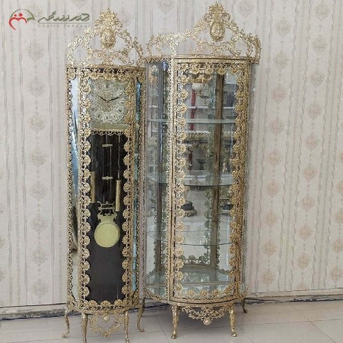 خرید آنلاین، سرویس جهیزیه برنزی بوفه3 طبقه و ساعت ایستاده در طرح گل رز با ضمانت رنگ، زیر قیمت بازار | هنرظریف