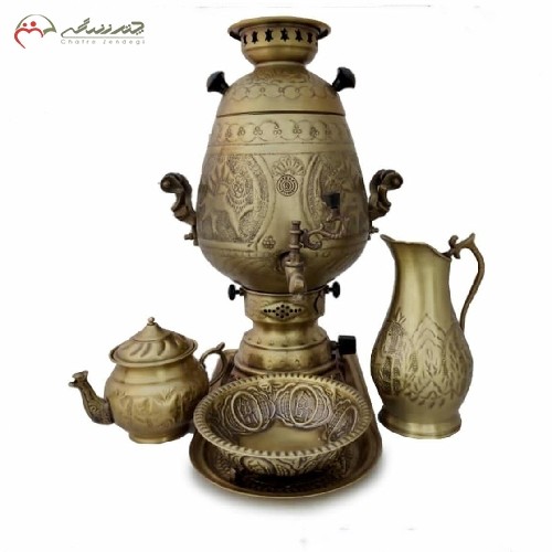 خرید آنلاین، سرویس سماور خمره ای گازی برنجی 8 لیتری کد 113، قلم زنی بسیار اعلاء، طراحی کاملا مدرن همراه ضمانت، زیر قیمت بازار | هنرظریف