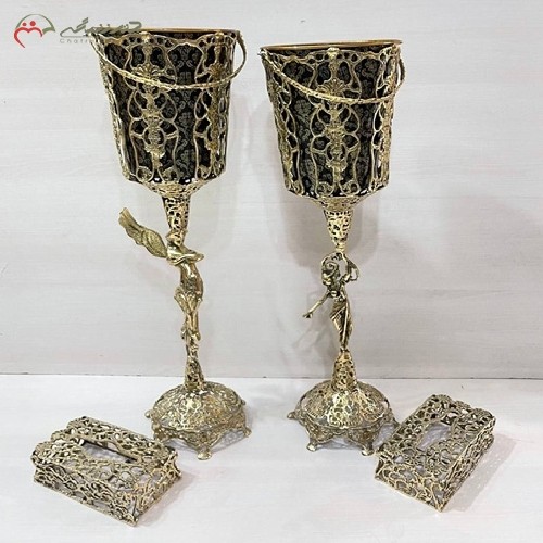 خرید آنلاین، سطل و جا دستمال کاغذی از جنس برنز4 گوش طرح بانو و فرشته بالدار و پایه دار، ثبات رنگ، زیر قیمت بازار | هنرظریف