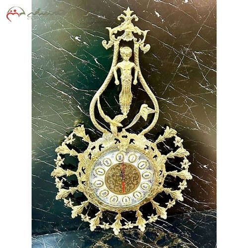 خرید آنلاین، ساعت دیواری برنز با طرح خاص زئوس ایستاده به رنگ طلایی، در ابعاد بزرگ، صفحه سفید و پر کار، به قیمت تولیدی | هنرظریف