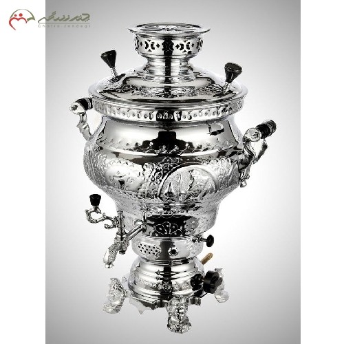 خرید، قیمت و مشخصات سماور 8 لیتری ویکتوریا قلم زنی سنتی و آبکاری کروم و نیکل و کالیت های نسوز - چترزندگی
