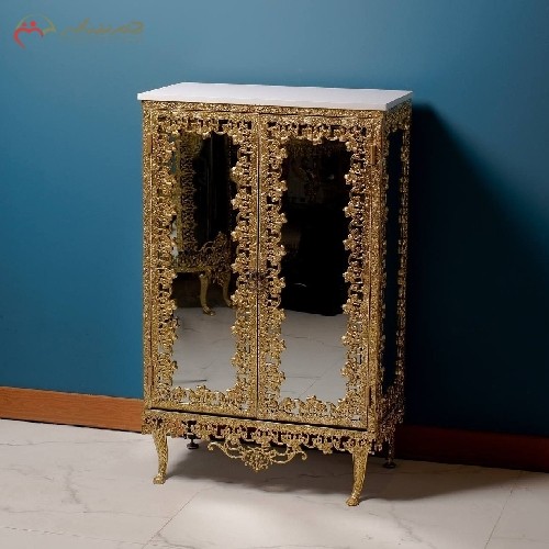 خرید آنلاین، جا کفشی آلیاژی طلایی رنگ، قاب دار آینه ای با صفحه ام دی اف سفیدبا ضمانت 5 ساله، زیر قیمت بازار | هنرظریف