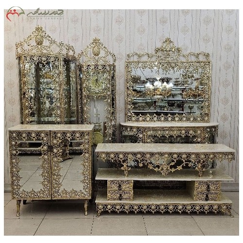 خرید آنلاین،سرویس 5 پارچه لوازم دکوراتیو تمام برنزی کد 8065 در طرح بدنه آفتابگردان با ضمانت رنگ، با قیمت مناسب | هنرظریف