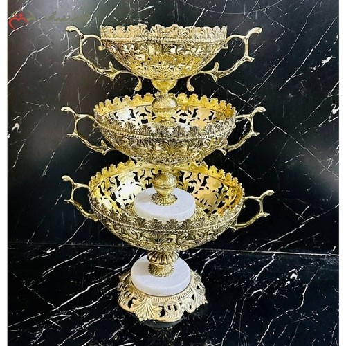 خرید آنلاین، میوه خوری برنزی سه طبقه، با طرح پایه های سنگی درجه یک، فوق العاده شیک و مدرن، زیر قیمت بازار | هنرظریف