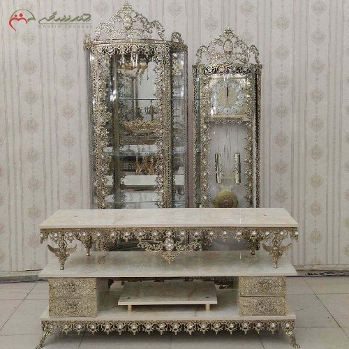 خرید آنلاین، سرویس3 پارچه جهیزیه برنزی، طراحی گل آفتابگردان، بدون تغییررنگ و ظریف کاری شده، زیر قیمت بازار | هنرظریف