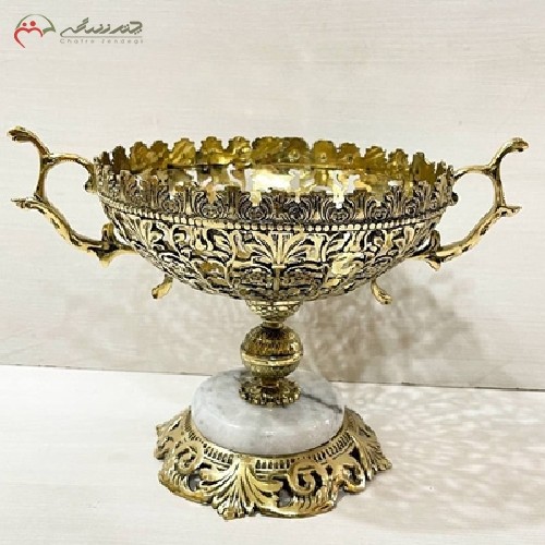 خرید آنلاین، میوه خوری برنزی با پایه سنگی سایز متوسط، پر نقش و زیبا دارای ضمانت و بدون تغییر رنگ، با قیمت عالی | هنرظریف