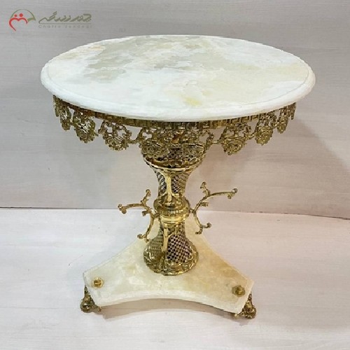 خرید آنلاین، میز خاطره برنزی طرح فرشته بالدار و ستون زنبوری با صفحه سفید سنگی، زیر قیمت بازار | هنرظریف