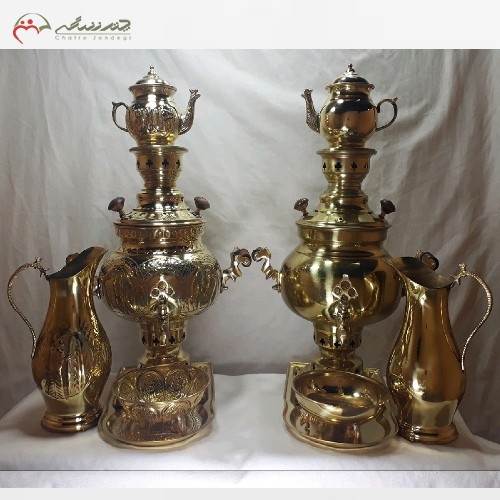 خرید، قیمت و مشخصات سماور ذغالی طرح نادیا ظرفیت 4 لیتری و بدنه برنجی و قلم زنی شده با ضمانت 12 ماهه - چترزندگی