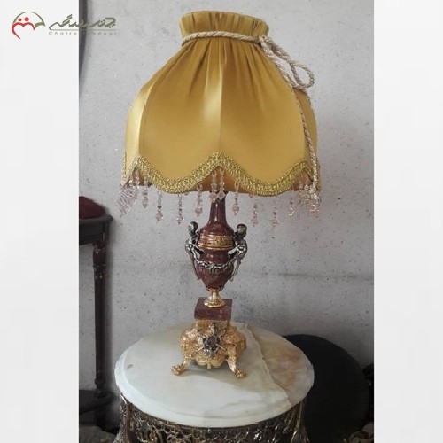خرید آنلاین، آباژور برنزی مدل سلطنتی با آبکاری فورتیک و رنگ آتیک با پایه سنگی، با کیفیت اعلاء، با قیمت مناسب | هنرظریف