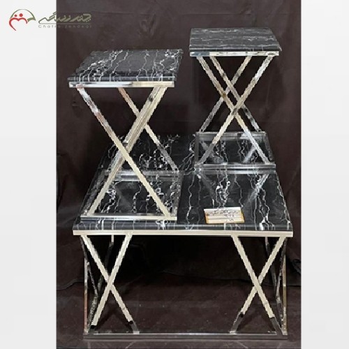 خرید آنلاین، جلو مبلی ( میز عسلی ) از جنس برنز با طراحی شکیل و زیبا با ضمانت و رنگ خاص، سه تکه، به قیمت تولیدی | هنرظریف