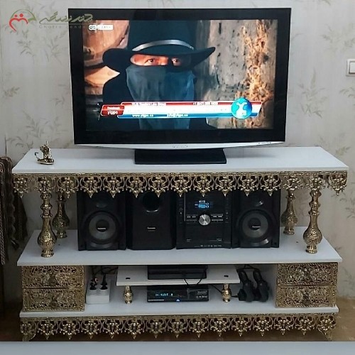 خرید آنلاین ، میز تلویزیون برنزی چهار کشو تسمه جدید، صفحه ام دی اف، طراحی جدید و زیبا، زیر قیمت بازار | هنرظریف