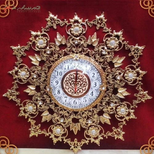 خرید آنلاین، ساعت دیواری برنجی مدل طاووسی و گلبرگ و طراحی آنتیک، بسیار شیک، زیر قیمت بازار | هنرظریف