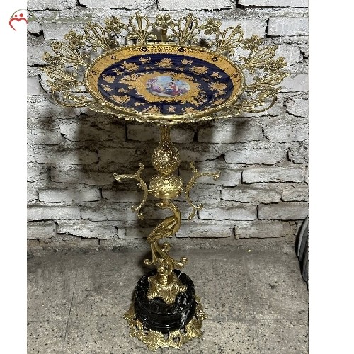 خرید آنلاین، کنار سالنی طرح درنا از جنس برنز پر نقش با پایه سنگی، بادوام و شکیل همراه با گارانتی، زیر قیمت بازار | هنرظریف