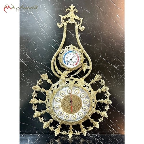 خرید آنلاین، ساعت دیواری متفاوت برنزی در طرح ریما و گل لاله، دو صفحه، زیبا و طلایی رنگ، با قیمت بسیار مناسب | هنرظریف
