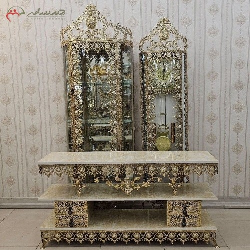 خرید آنلاین، سرویس جهیزیه سه پارچه برنزی مدل آفتابگردان، با کیفیت عالی، زیر قیمت بازار | هنرظریف