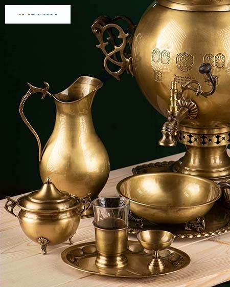 سماور زغالی برنجی کروی 7 لیتری، بسیار زیبا، با کیفیت و با دوام و رنگ ثابت - هنرظریف