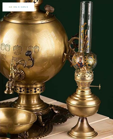 سماور زغالی برنجی کروی 7 لیتری، بسیار زیبا، با کیفیت و با دوام و رنگ ثابت