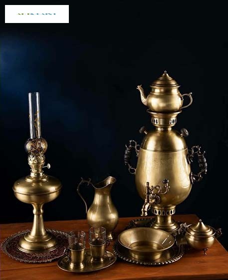 سماور زغالی برنجی 6 لیتری طرح جام، دارای روکش نانو جهت جلوگیری از تغییر رنگ - هنرظریف