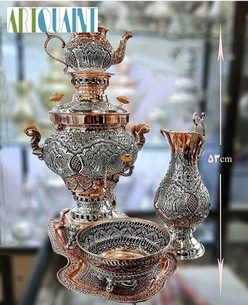 سرویس کامل سماور روکش نقره ریز قلم ۳.۵ لیتری، رنگ ثابت و با کیفیت	- هنرظریف