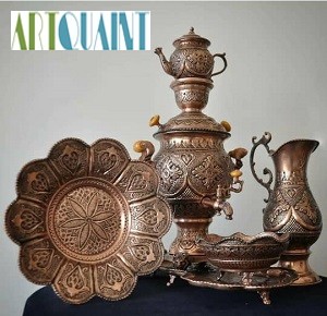 سرویس سماور قلمزنی برنجی 3.5 لیتری با قلمزنی اعلاء طرح اسلیمی	- هنرظریف