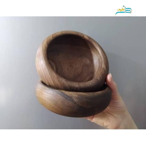 کاسه چوبی گرد ساخته شده از چوب گردو با کیفیت عالی - هنرظریف