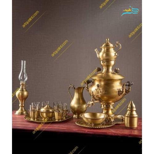 سرویس کامل سماور زغالی برنجی 6 لیتری - هنرظریف