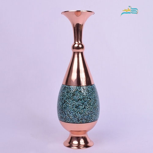 گلدان صراحی 30 فیروزه کوبی، فیروزه اصل نیشابور با روکش پلی استر