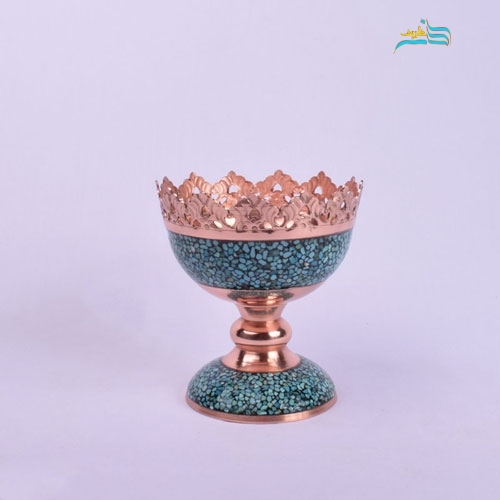 آجیل خوری مسی 13 فیروزه کوبی با فیروزه اصل نیشابور و کیفیت اعلاء
