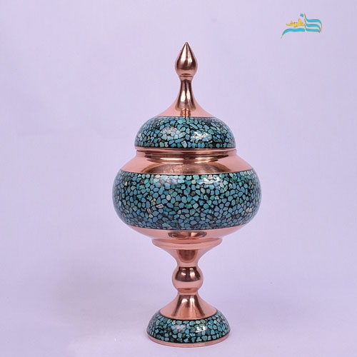 شکلات خوری فیروزه کوبی با تلفیق هنر و مس و با ترکیب سنگ فیروزه