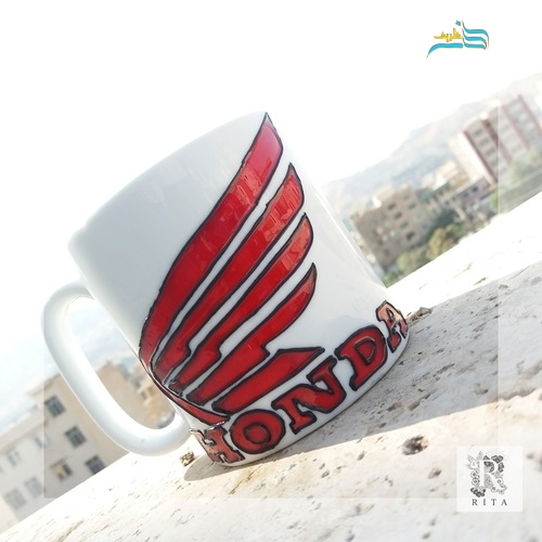 ماگ برند طرح برجسته دورگیر دست ساز و رنگ ضد آب قابل شستشو - هنرظریف