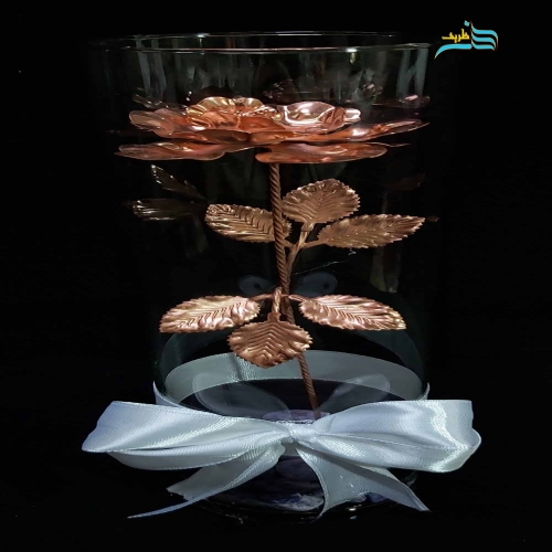 باکس گل شیشه ای برنجی با روکش نقره، بسیار زیبا و استفاده شده از مواد درجه 1