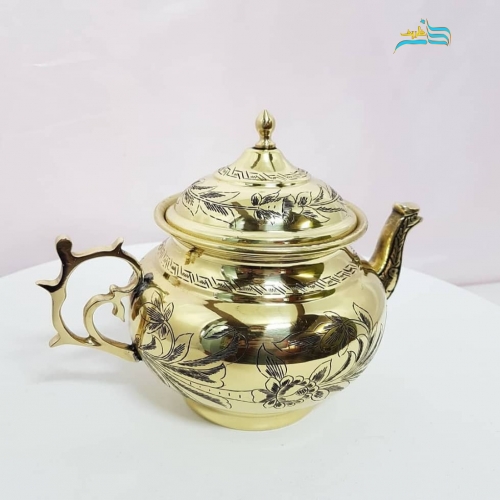 سرویس سماور برنجی زغالی 6 لیتری داخل قلع کاری، صادراتی